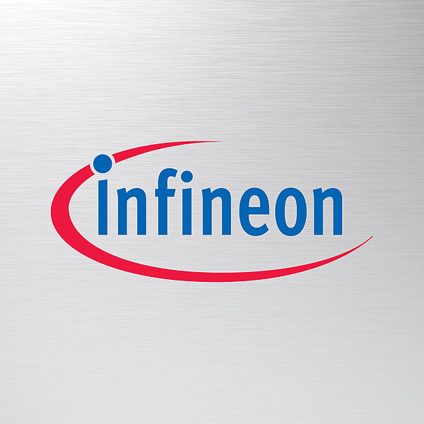 Infineon Logo auf Metallhintergrund