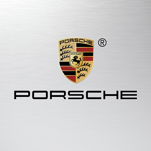 Porsche Logo auf Metallhintergrund