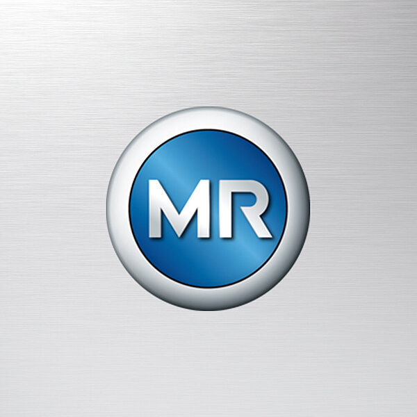 Maschinenfabrik Reinhausen Logo auf Metallhintergrund